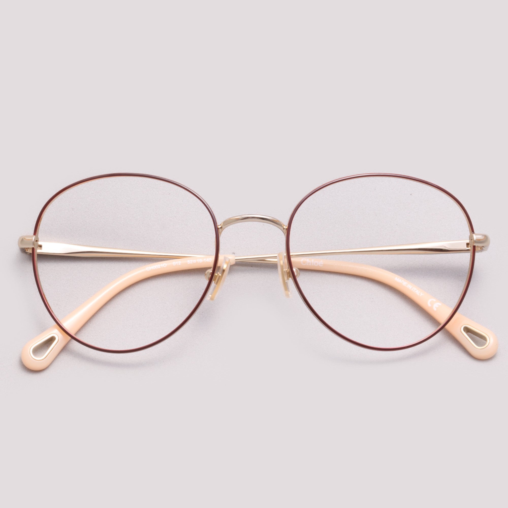 Chloé CH0021O 012 Dourado e Vinho Brilho - Grau - 52 mm