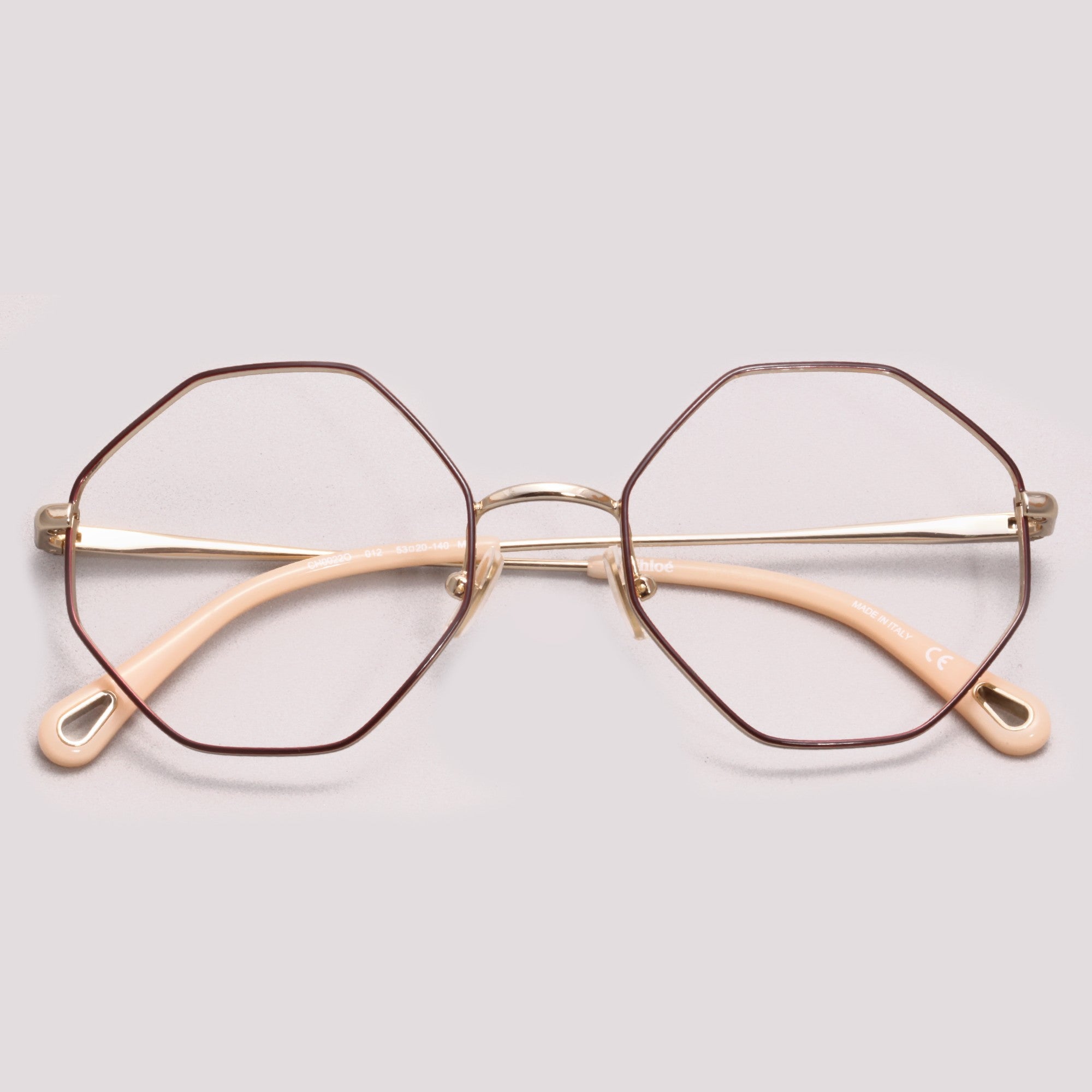 Chloé CH0022O 012 Dourado e Marrom Brilho - Grau - 53 mm