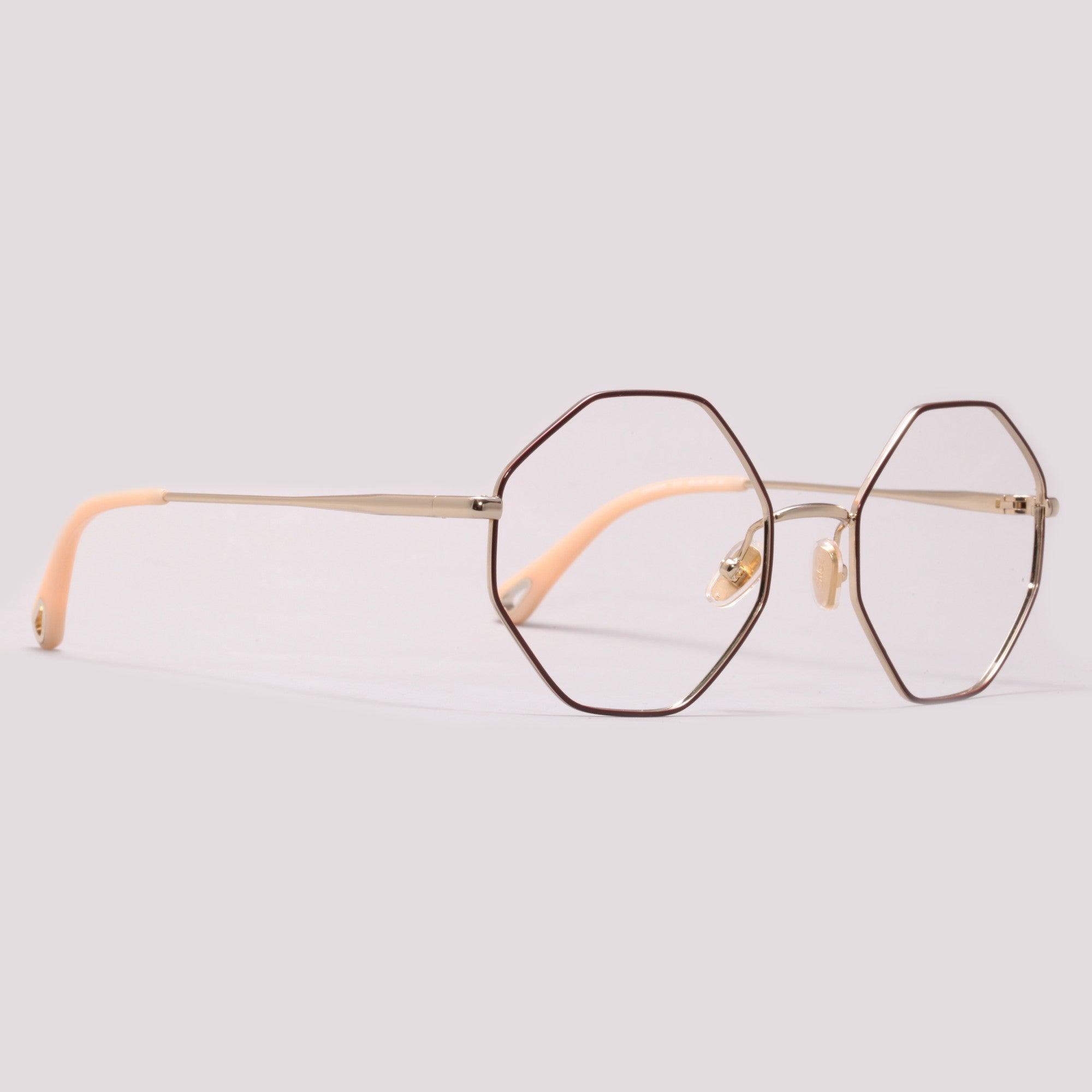 Chloé CH0022O 012 Dourado e Marrom Brilho - Grau - 53 mm