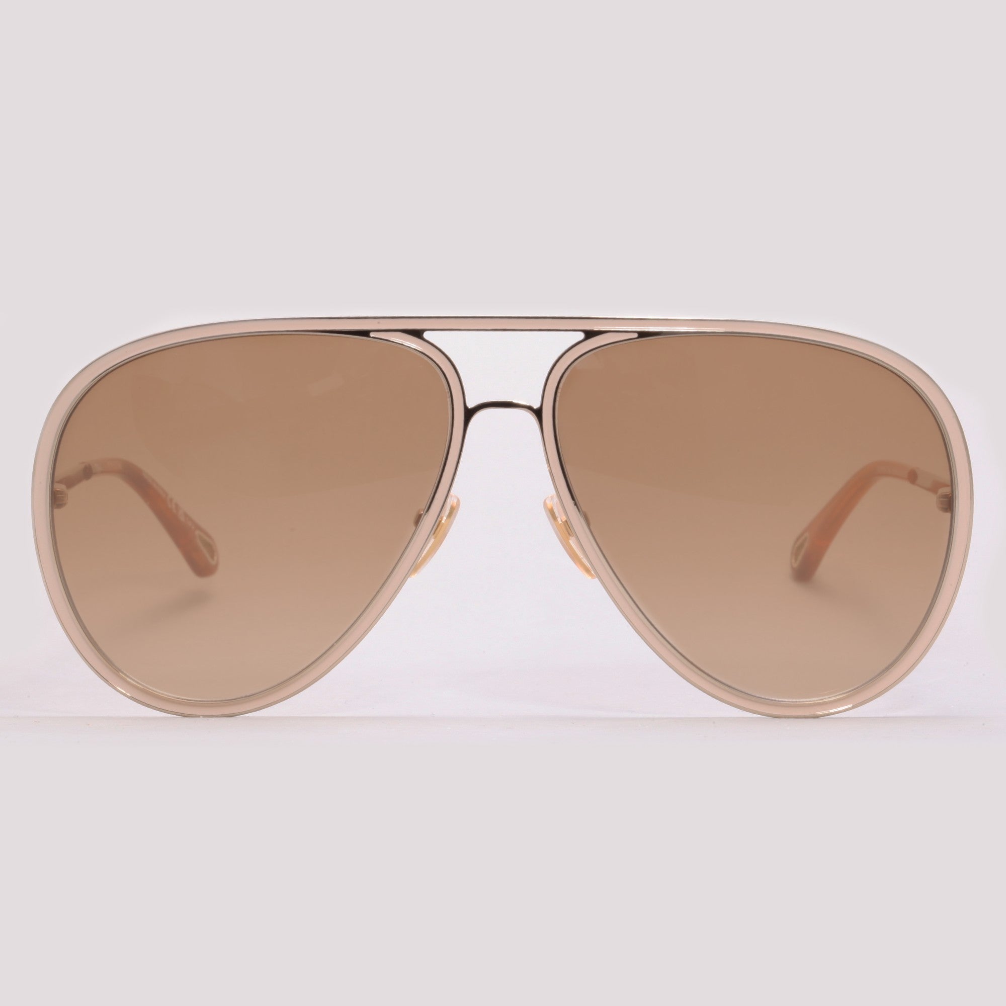 Chloé CH0099S 004 Nude e Dourado Marrom Degradê - Sol - 63 mm