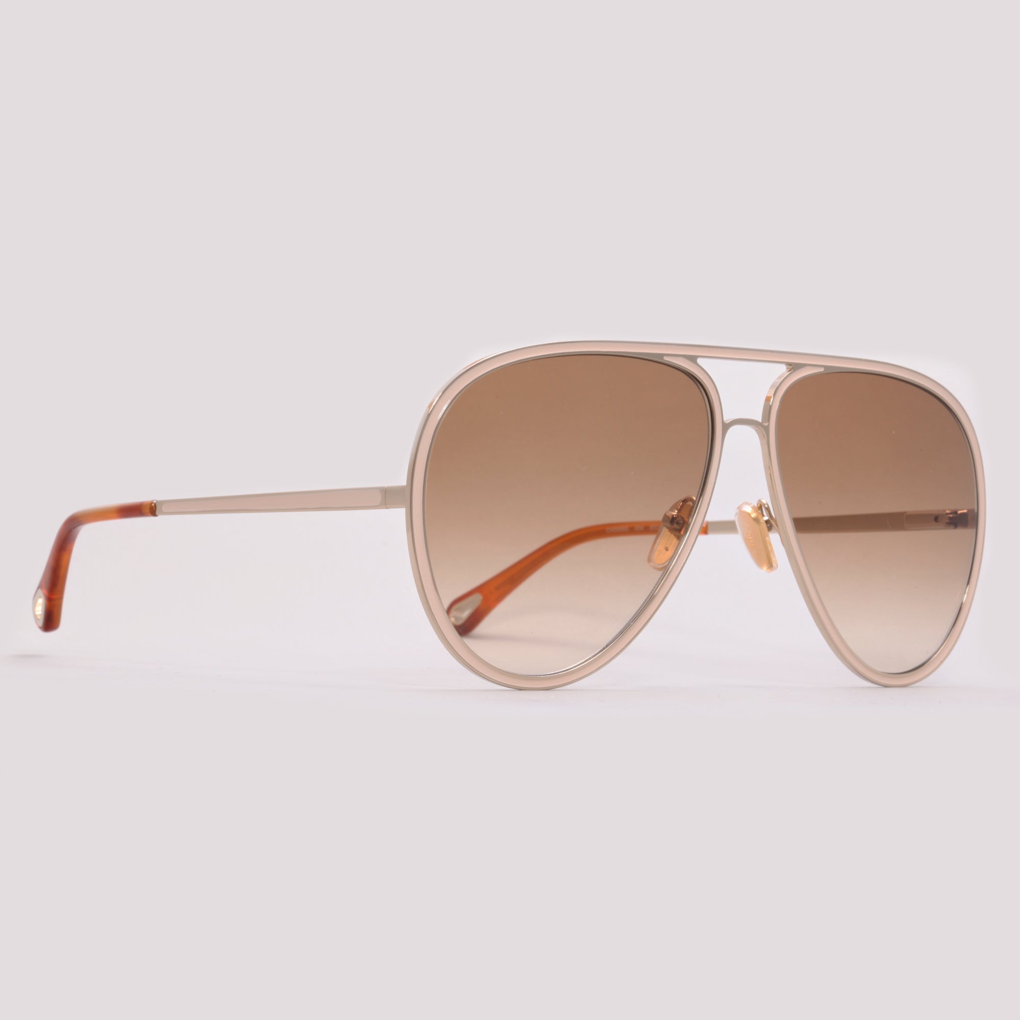 Chloé CH0099S 004 Nude e Dourado Marrom Degradê - Sol - 63 mm