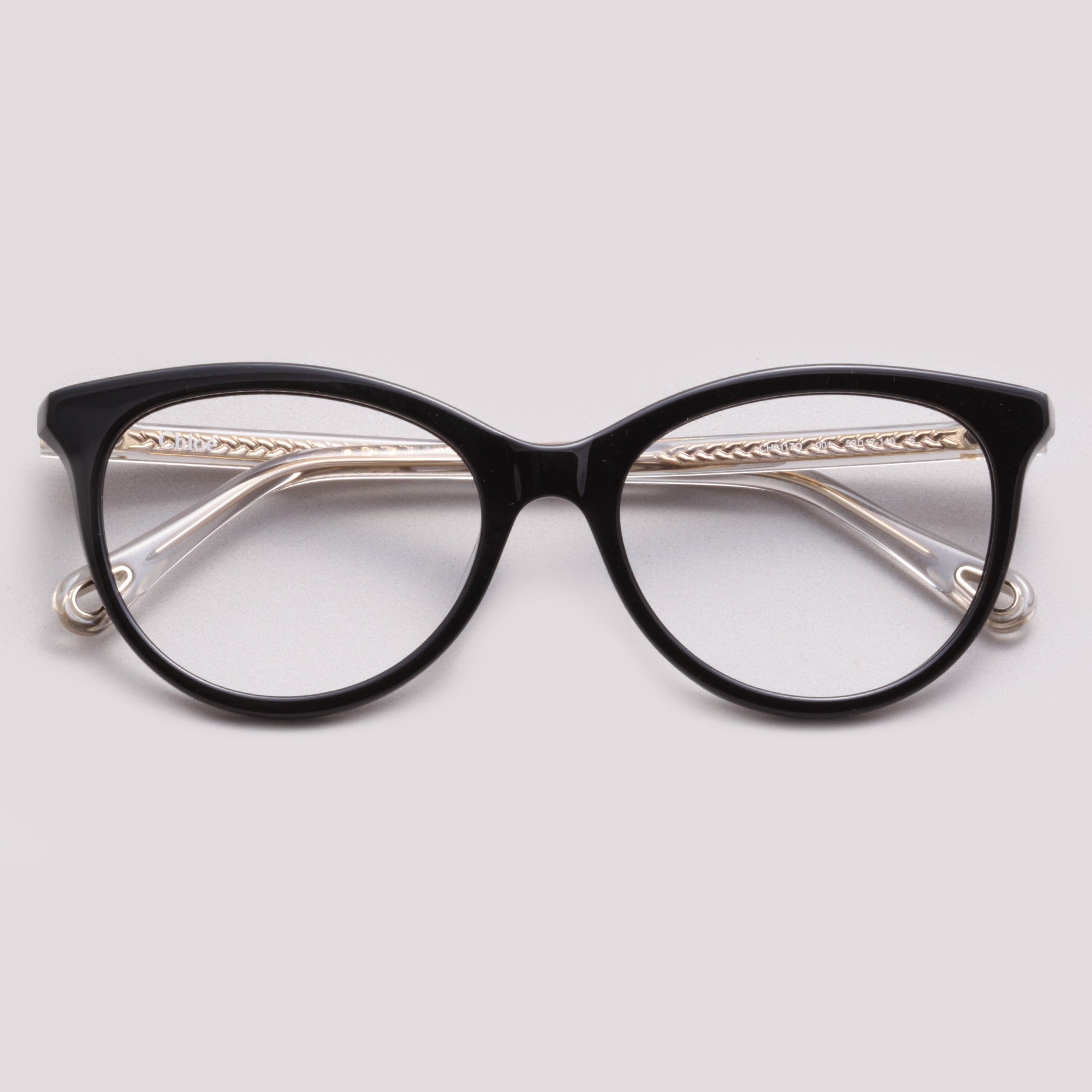 Chloé CH0117O 001 Preto Brilho e Transparente - Grau - 52 mm