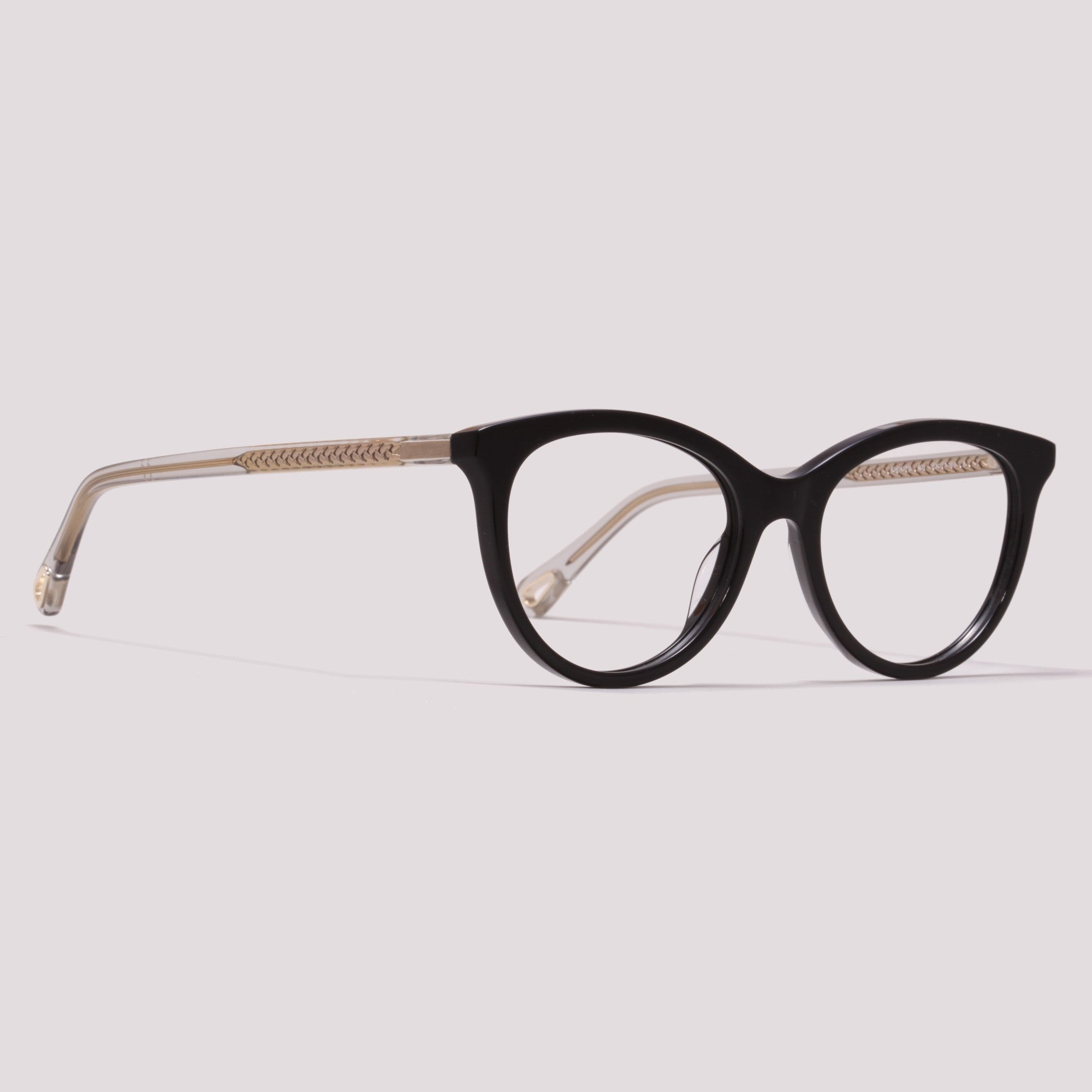 Chloé CH0117O 001 Preto Brilho e Transparente - Grau - 52 mm