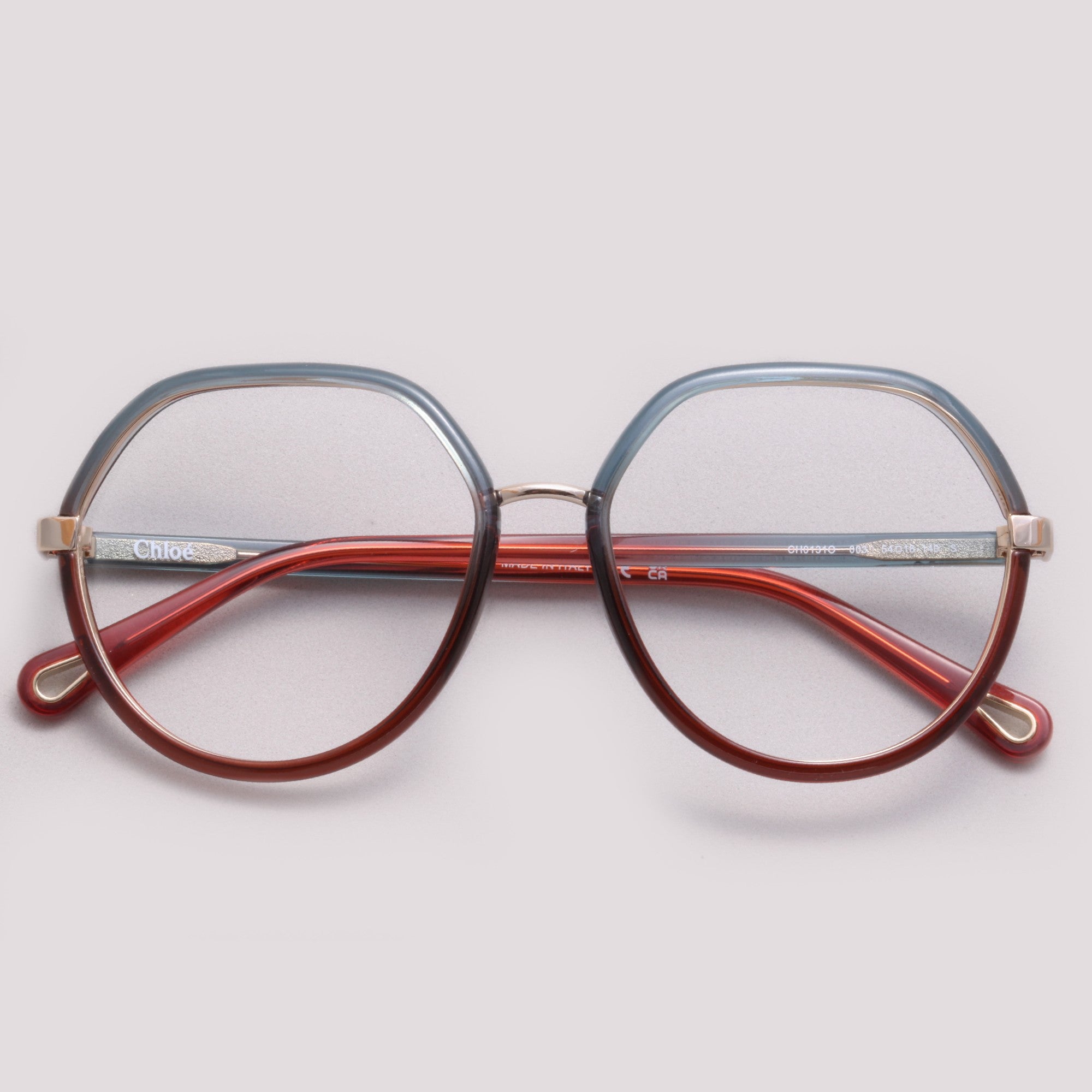 Chloé CH0131O 003 Azul e Vermelho Degradê - Grau - 54 mm