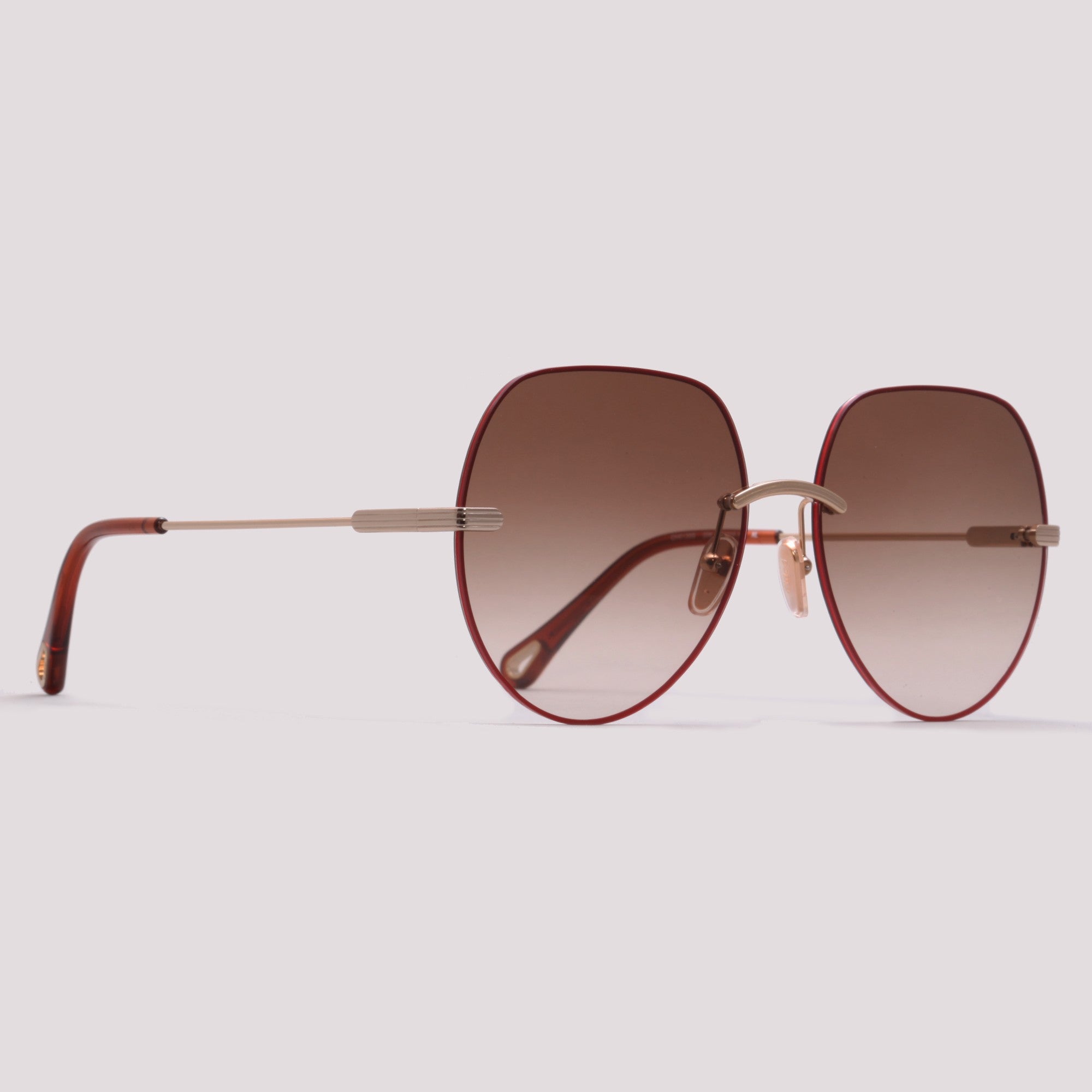 Chloé CH0135S 006 Vermelho Brilho Marrom Degradê - Sol - 61 mm