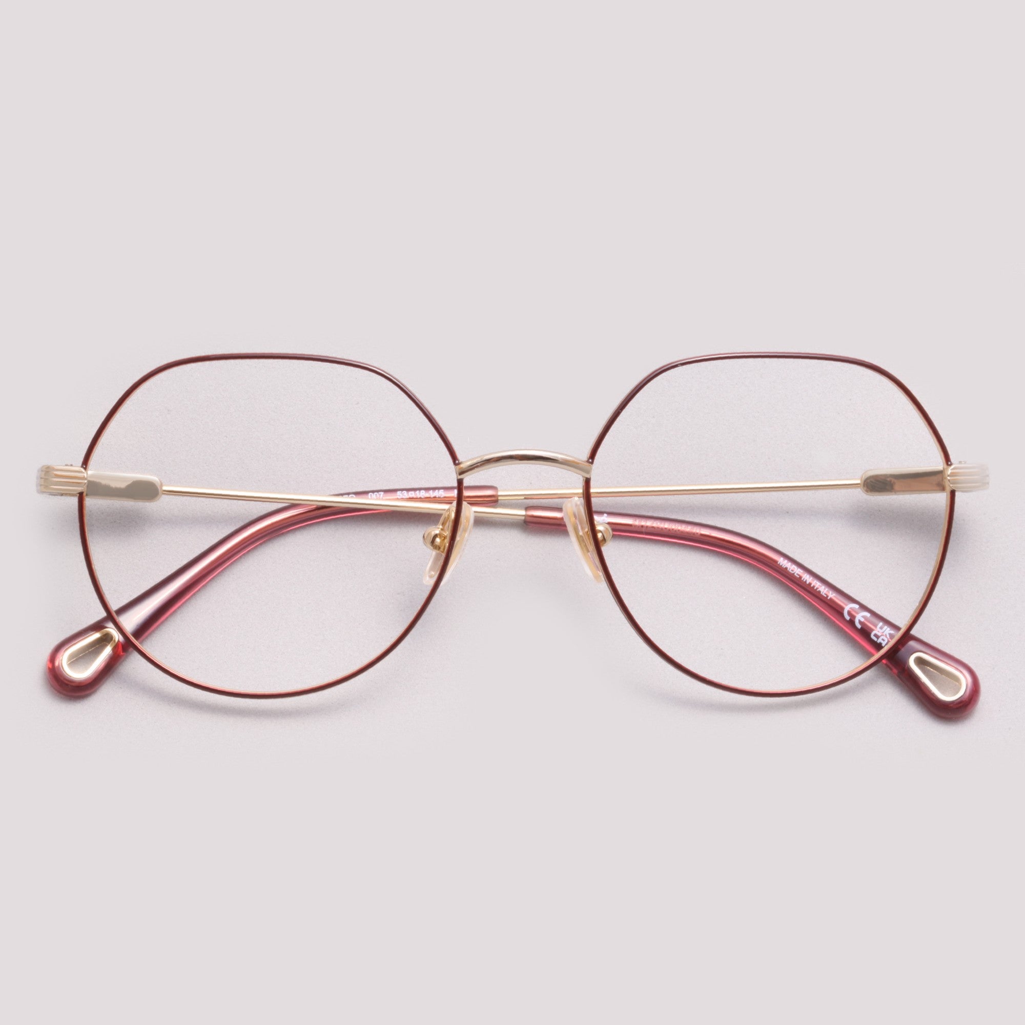 Chloé CH0137O 007 Dourado e Rosa Brilho - Grau - 53 mm