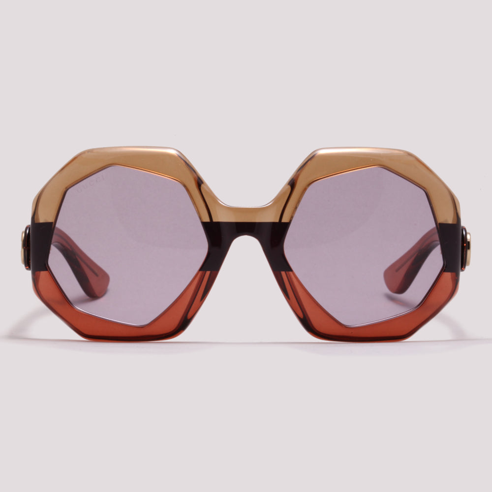 Gucci GG1242S 002 Marrom Translúcido Rosa Total - Sol - 57 mm