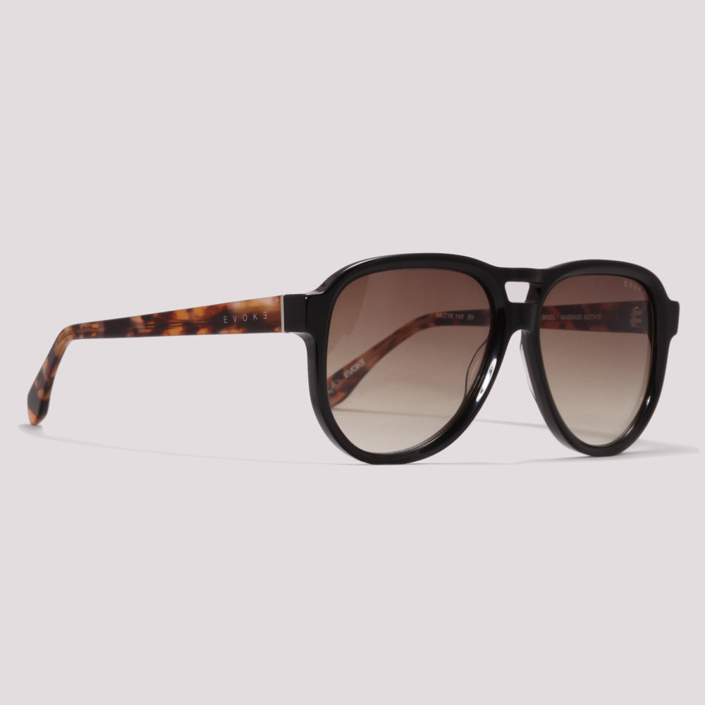 Evoke EVK 48 A02 Preto Brilho e Marrom Mesclado Marrom Degradê - Sol - 56 mm