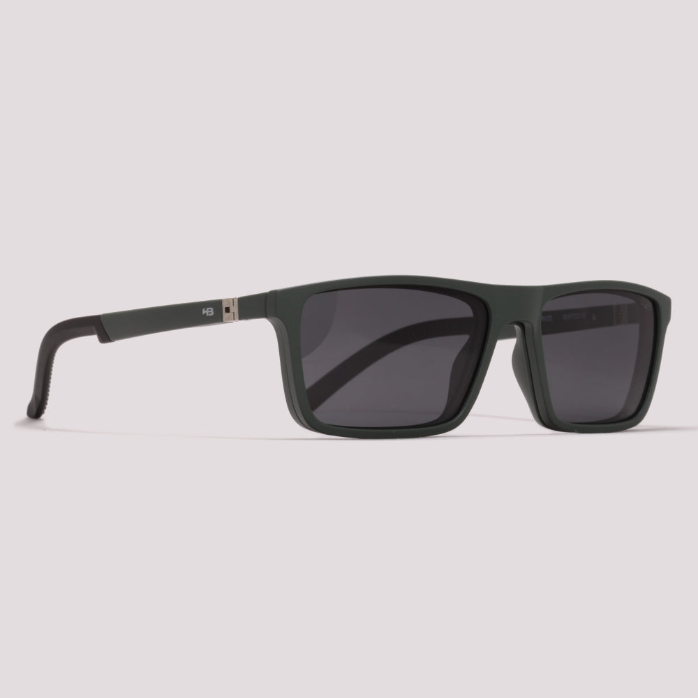 HB Switch 3 0531 Clip on Matte Military Green Polarized Gray -Grau - 55 mm