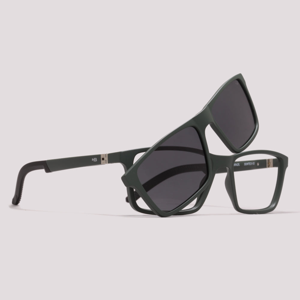 HB Switch 3 0531 Clip on Matte Military Green Polarized Gray -Grau - 55 mm