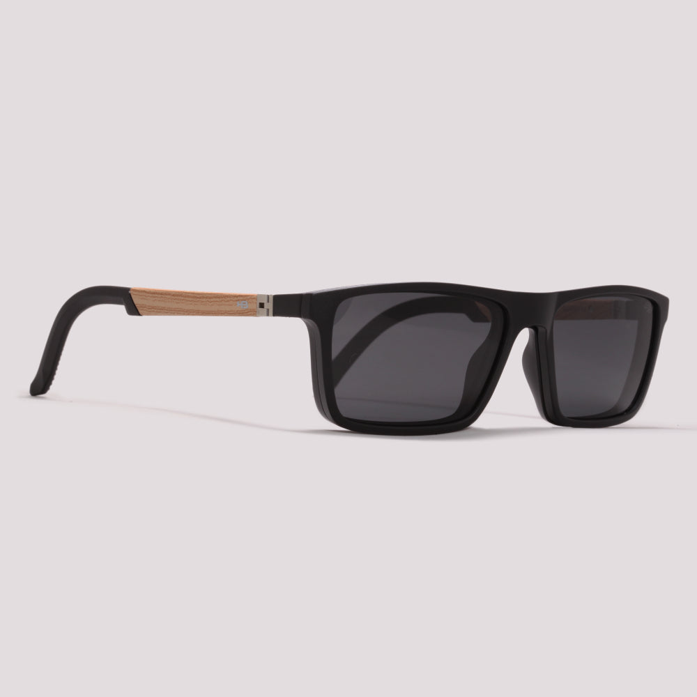 HB Switch 3 0531 Clip on Matte Black/Dark Wood Polarized Gray - Grau - 55 mm