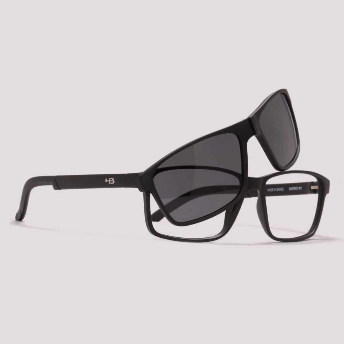 HB Switch 0538 Clip on Dobrável Matte Black Gray/ Night Drive - Grau - 55 mm