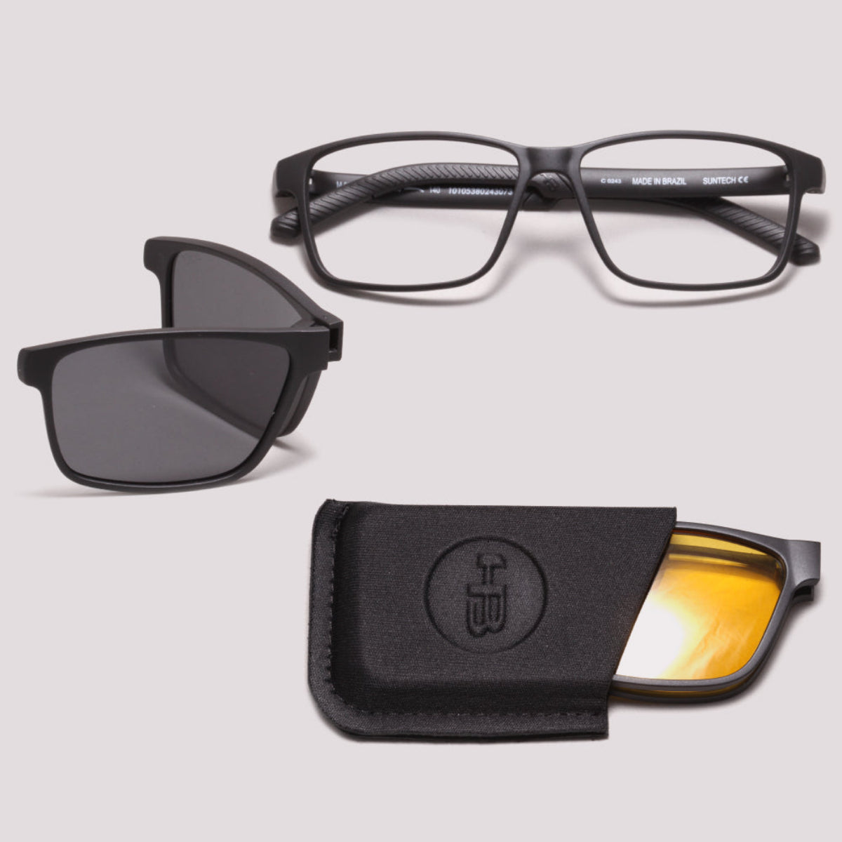 HB Switch 0538 Clip on Dobrável Matte Black Gray/ Night Drive - Grau - 55 mm