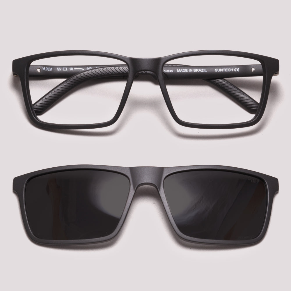 HB Switch 3 0531 Clip on Matte Black Polarized Gray - Grau - 55 mm