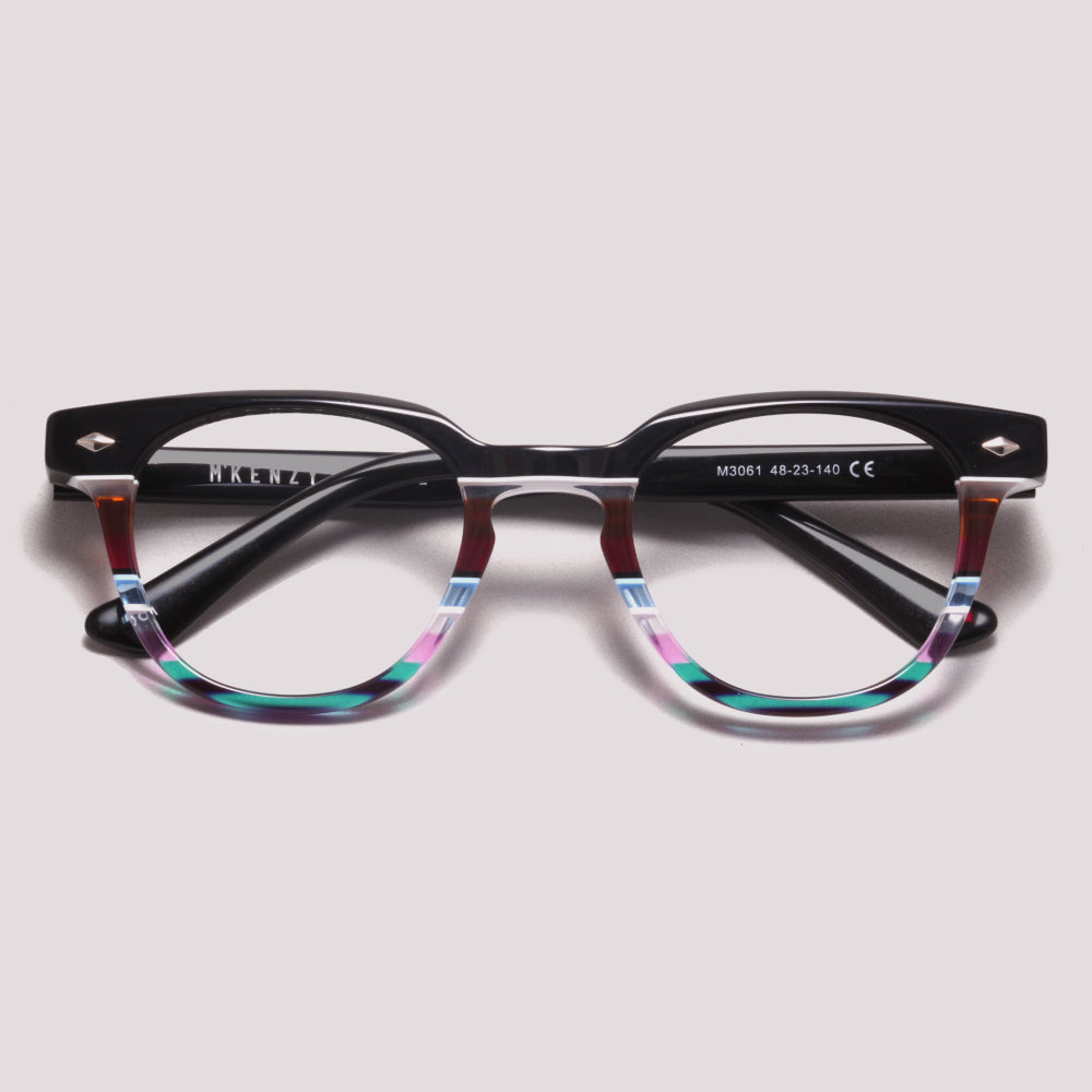 M'KENZY M3061 Preto Brilho e Colorido - Grau - 48 mm