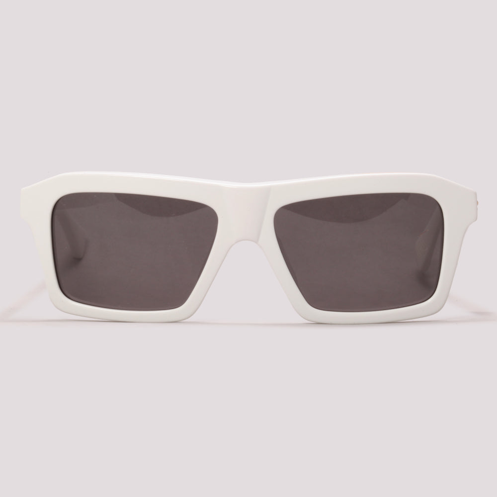 Bottega Veneta BV1213S 004 Branco Brilho e Dourado Preto - Sol - 55 mm