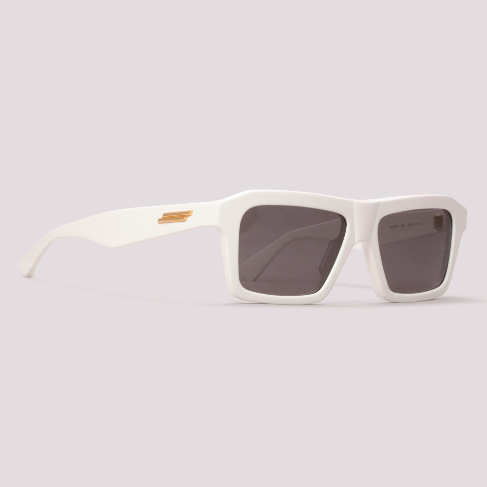 Bottega Veneta BV1213S 004 Branco Brilho e Dourado Preto - Sol - 55 mm