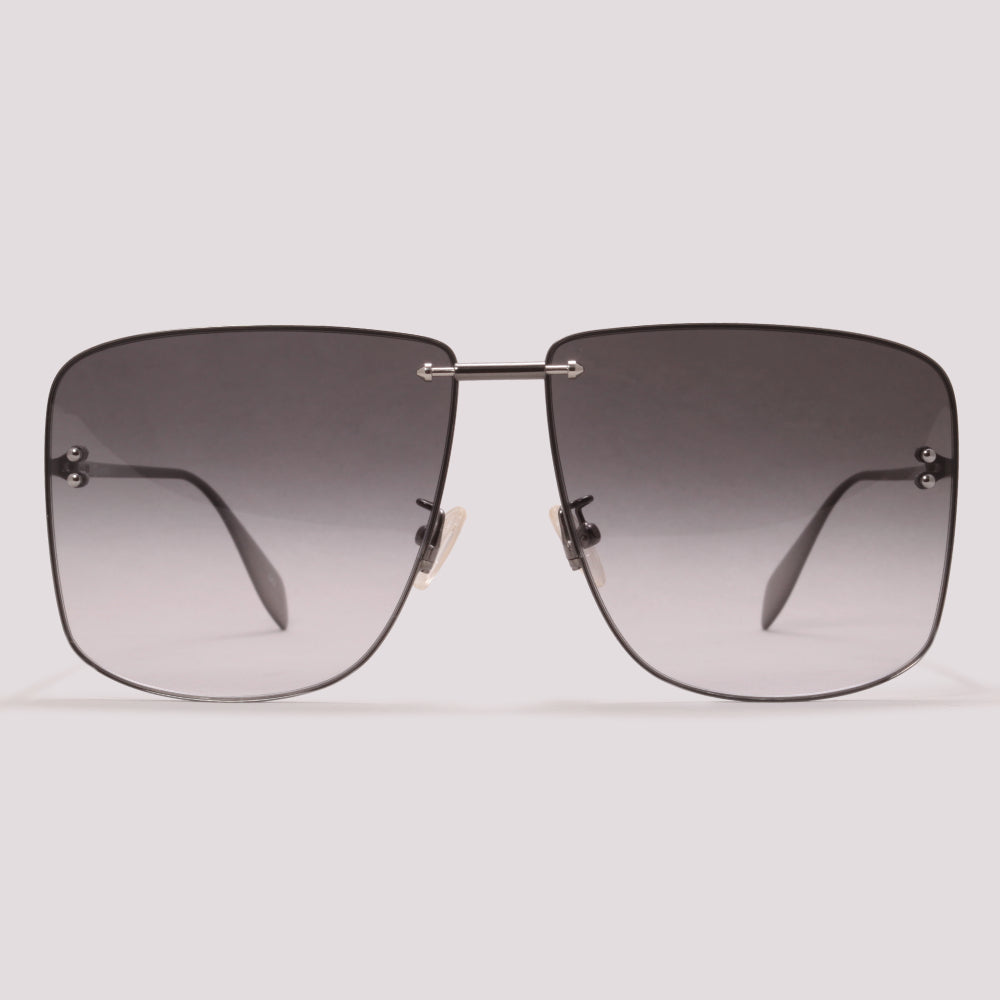 Alexander McQueen AM0343S 001 Cinza Brilho Preto Degradê - Sol - 64 mm