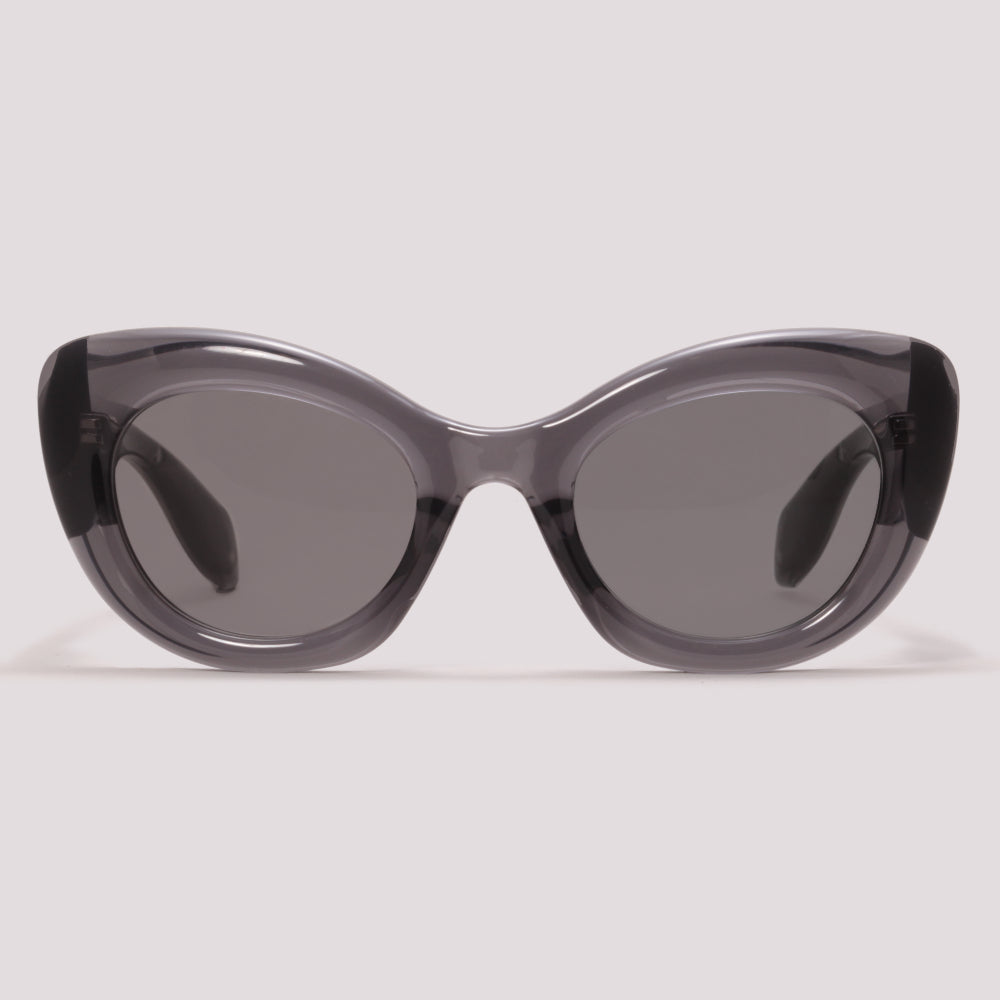 Alexander McQueen AM0403S 002 Cinza Translúcido Preto - Sol - 52 mm