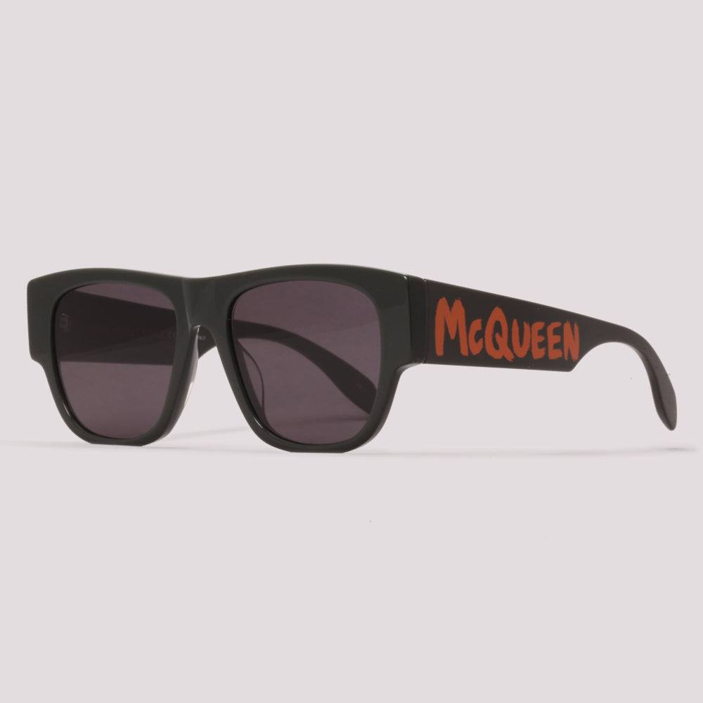 Alexander McQueen AM0328S 003 Verde Brilho Preto - Sol - 54 mm