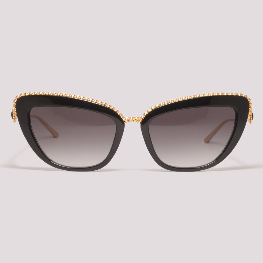 Boucheron BC0140S 001 Preto Brilho e Dourado Preto Degradê - Sol - 56 mm