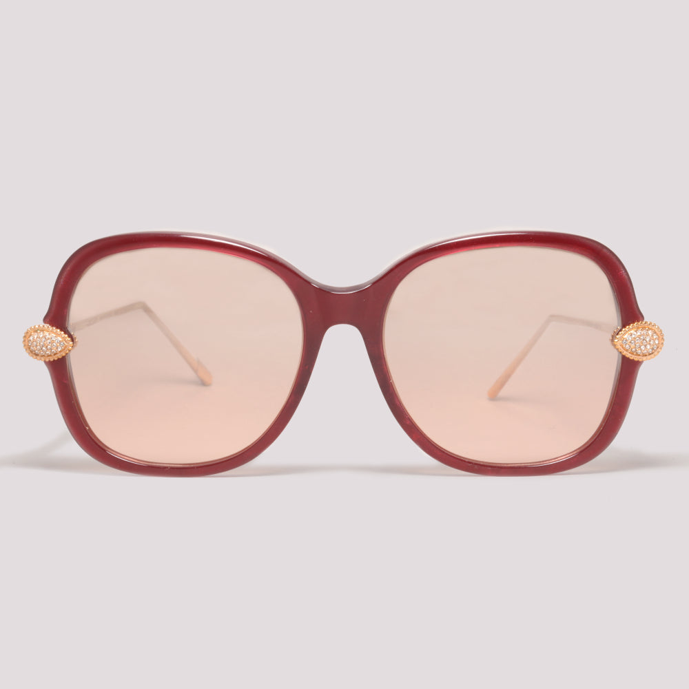 Boucheron BC0032S 005 Vermelho Brilho Marrom Degradê Espelhado - Sol - 55 mm