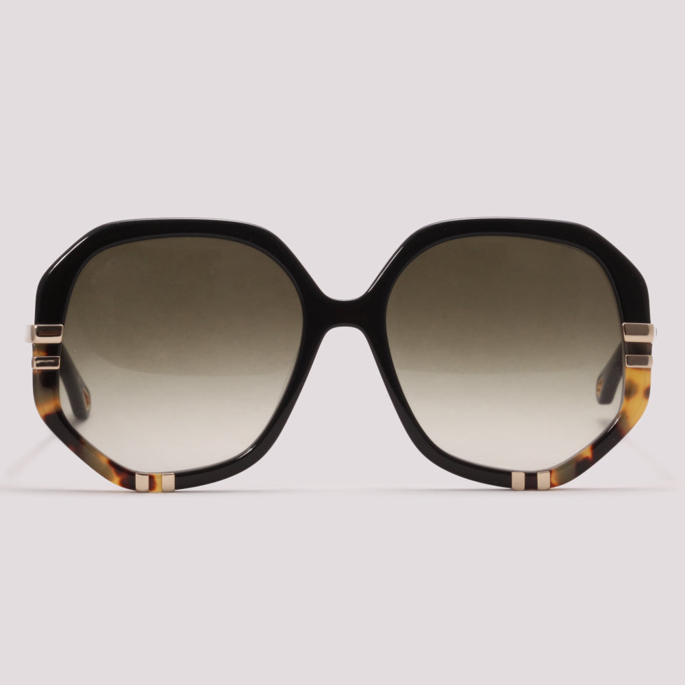 Chloé CH0105S 002 Preto e Marrom Mesclado Brilho Marrom Degradê - Sol - 58 mm