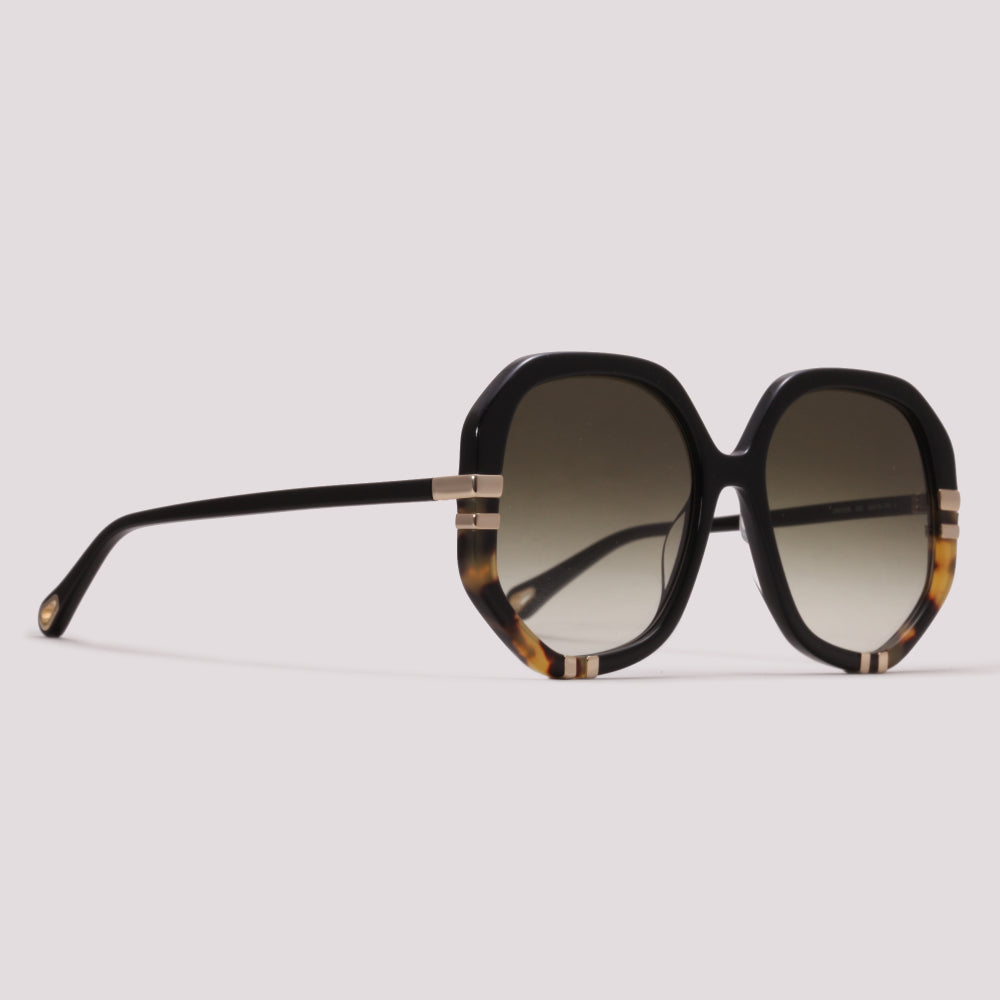 Chloé CH0105S 002 Preto e Marrom Mesclado Brilho Marrom Degradê - Sol - 58 mm