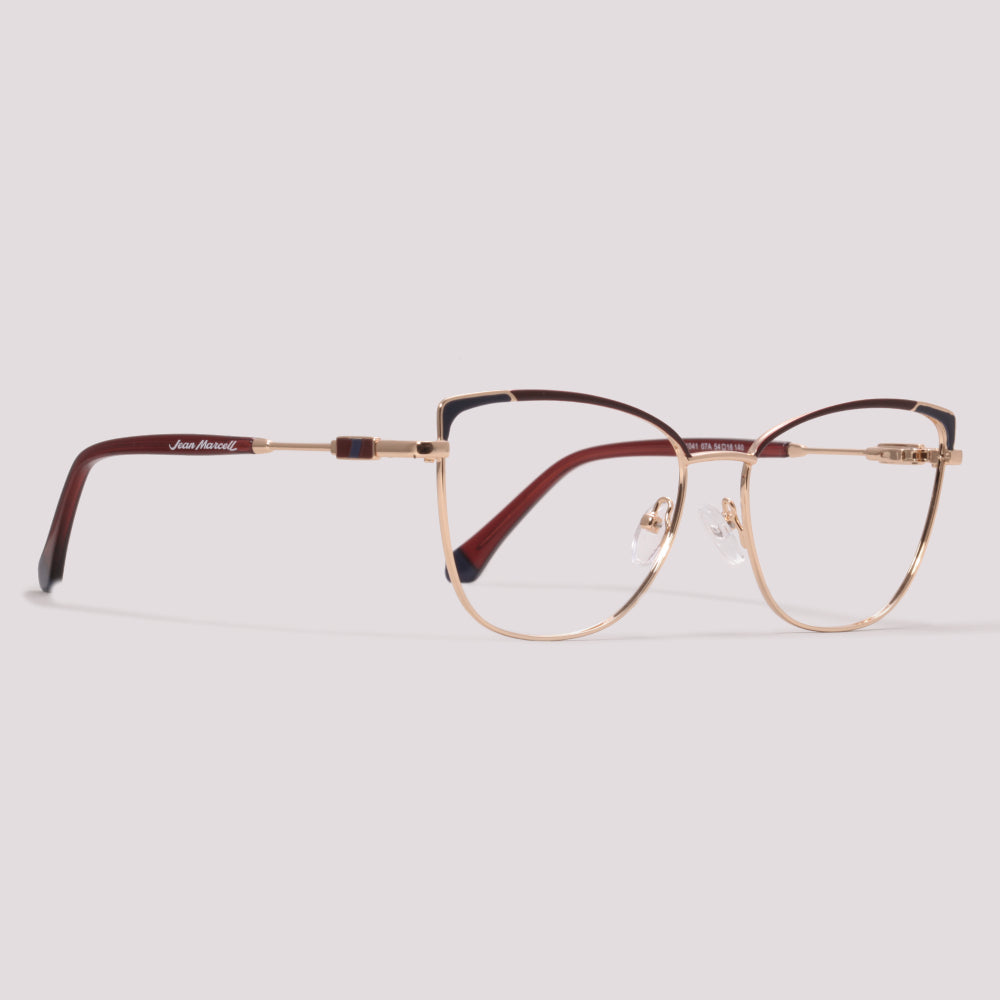 Jean Marcell JM1041 07A Dourado e Vermelho - Grau - 54 mm – Óculos