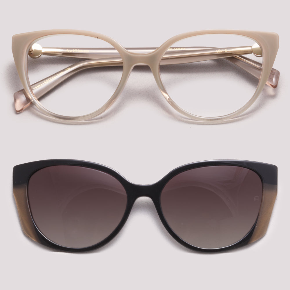 Ana Hickmann Vivi 6 Clip on H02 Nude Brilho Marrom Degradê - Grau - 53 mm