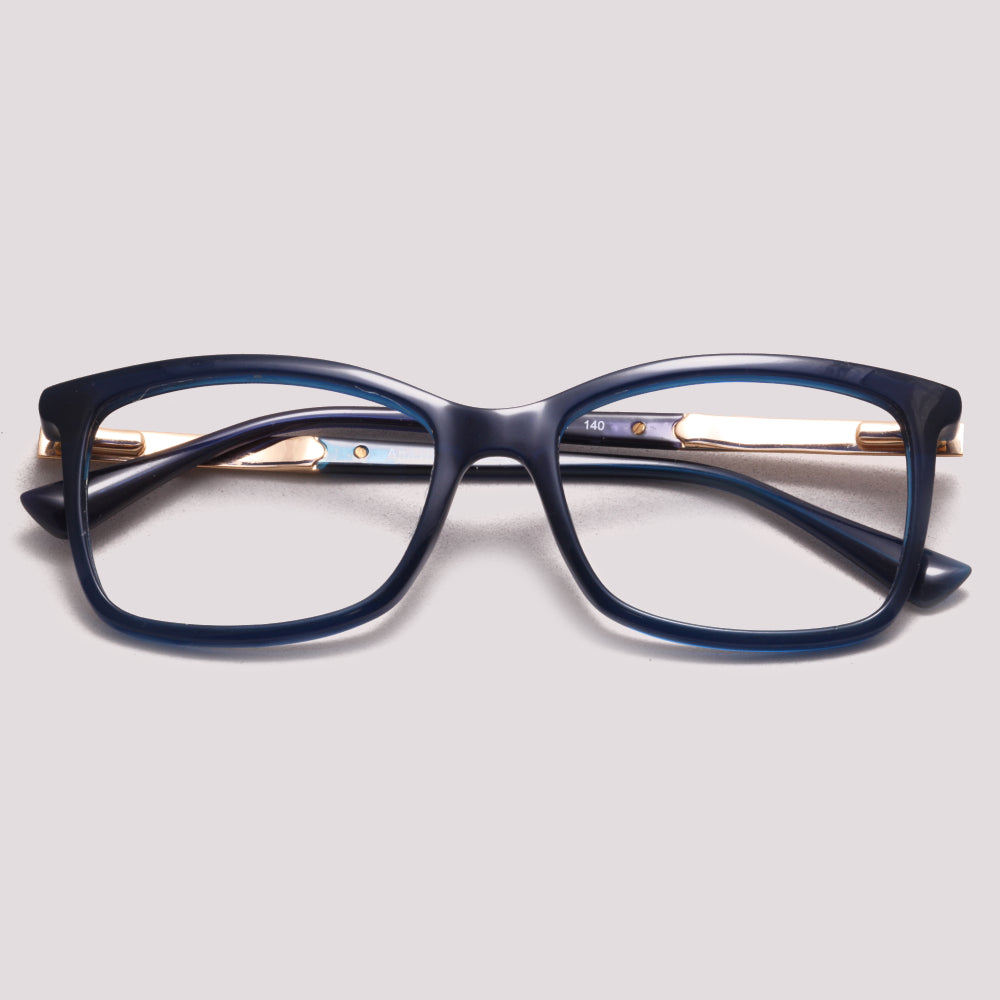 Ana Hickmann AH6266 T02 Azul Translúcido e Dourado Brilho - Grau - 53 mm