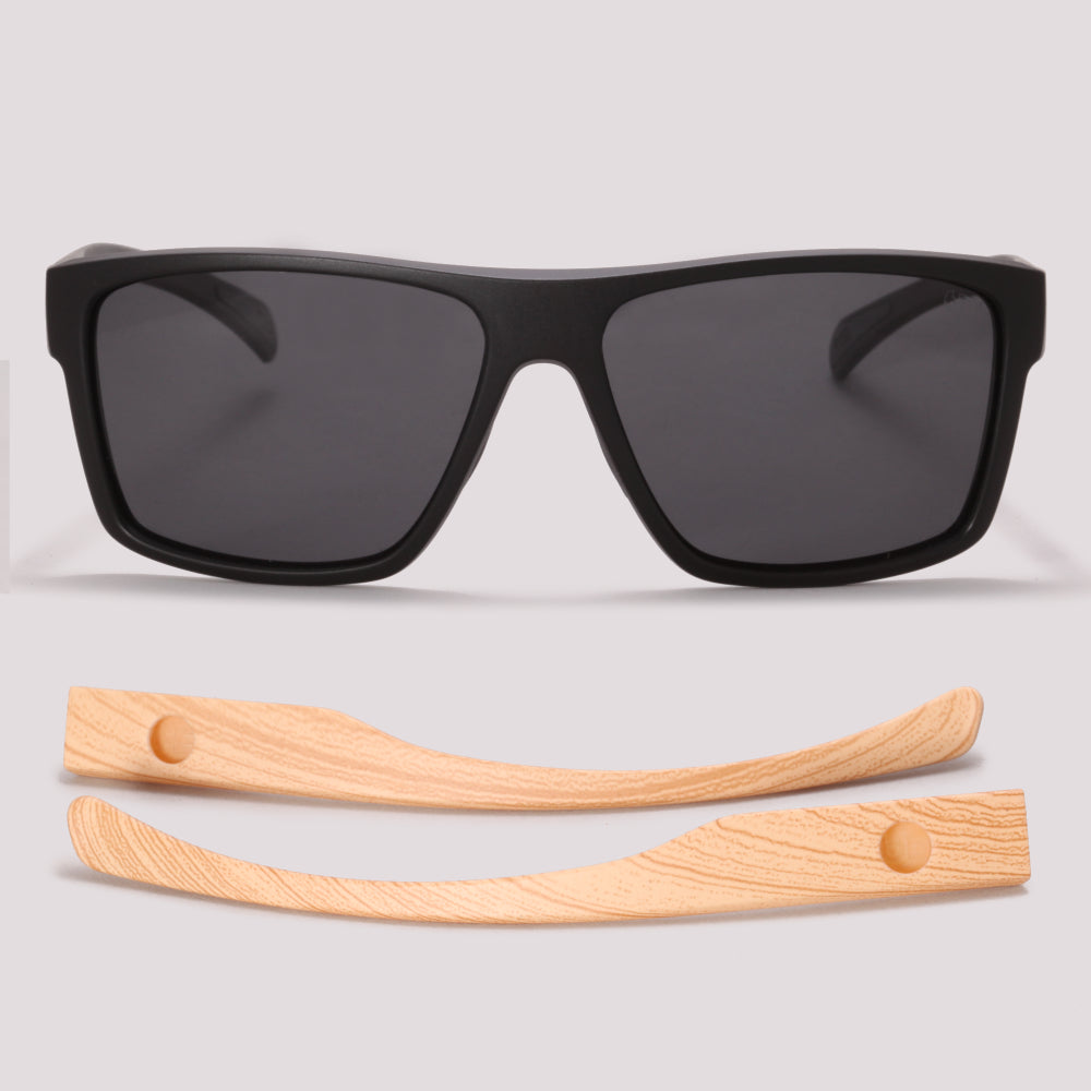 HB Troca Haste Happy M Black + H Wood Gray Polarized - Sol - 58 mm