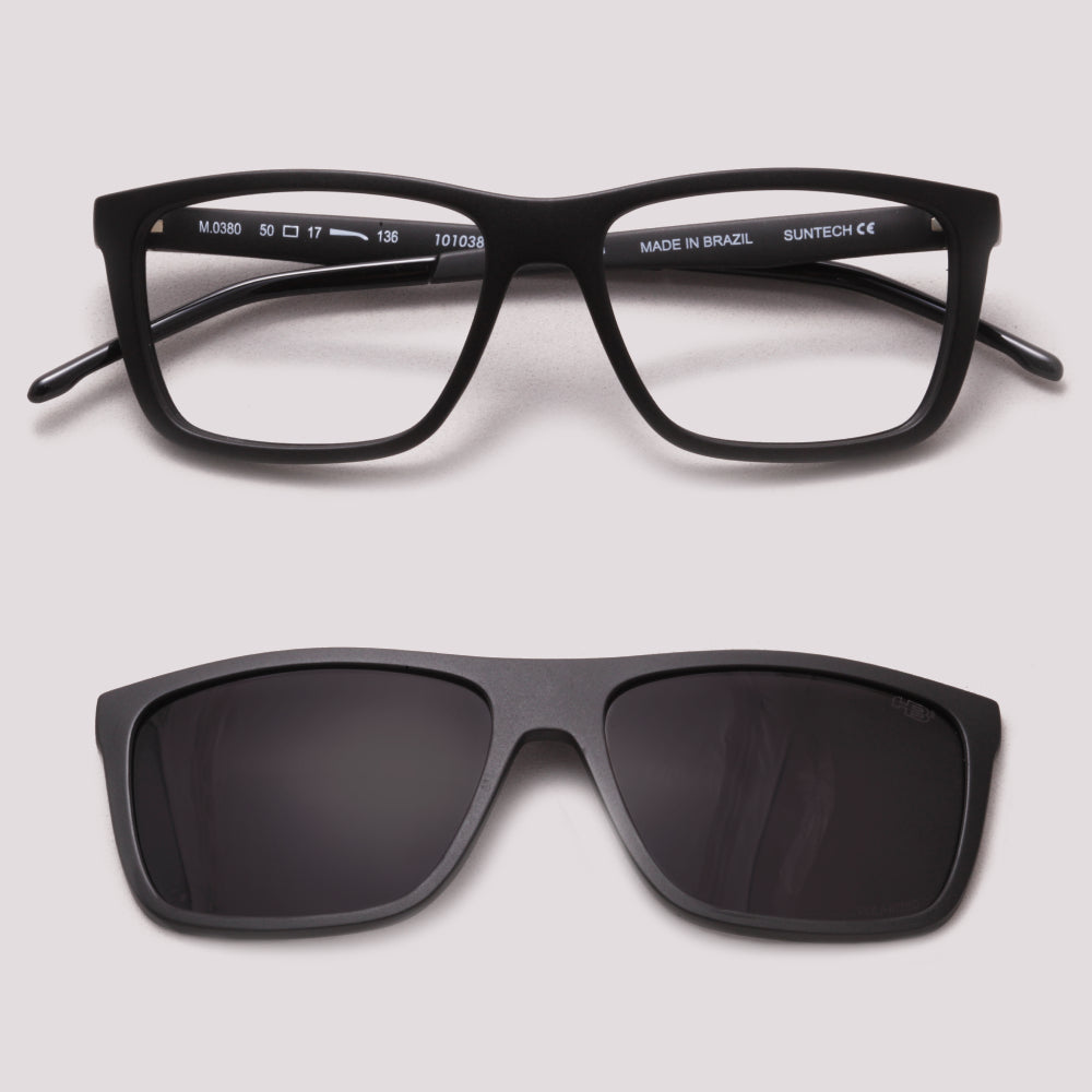 HB 0380 Switch Clip on Matte Black Gray Polarized - Grau - 50 mm