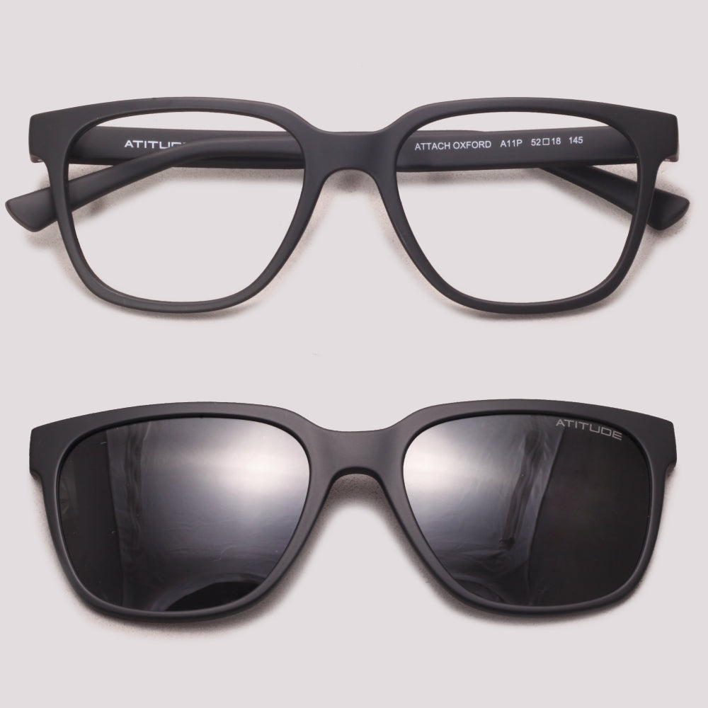 Atitude Attach Oxford Clip on A11P Preto Fosco Preto Polarizado - Grau - 52 mm