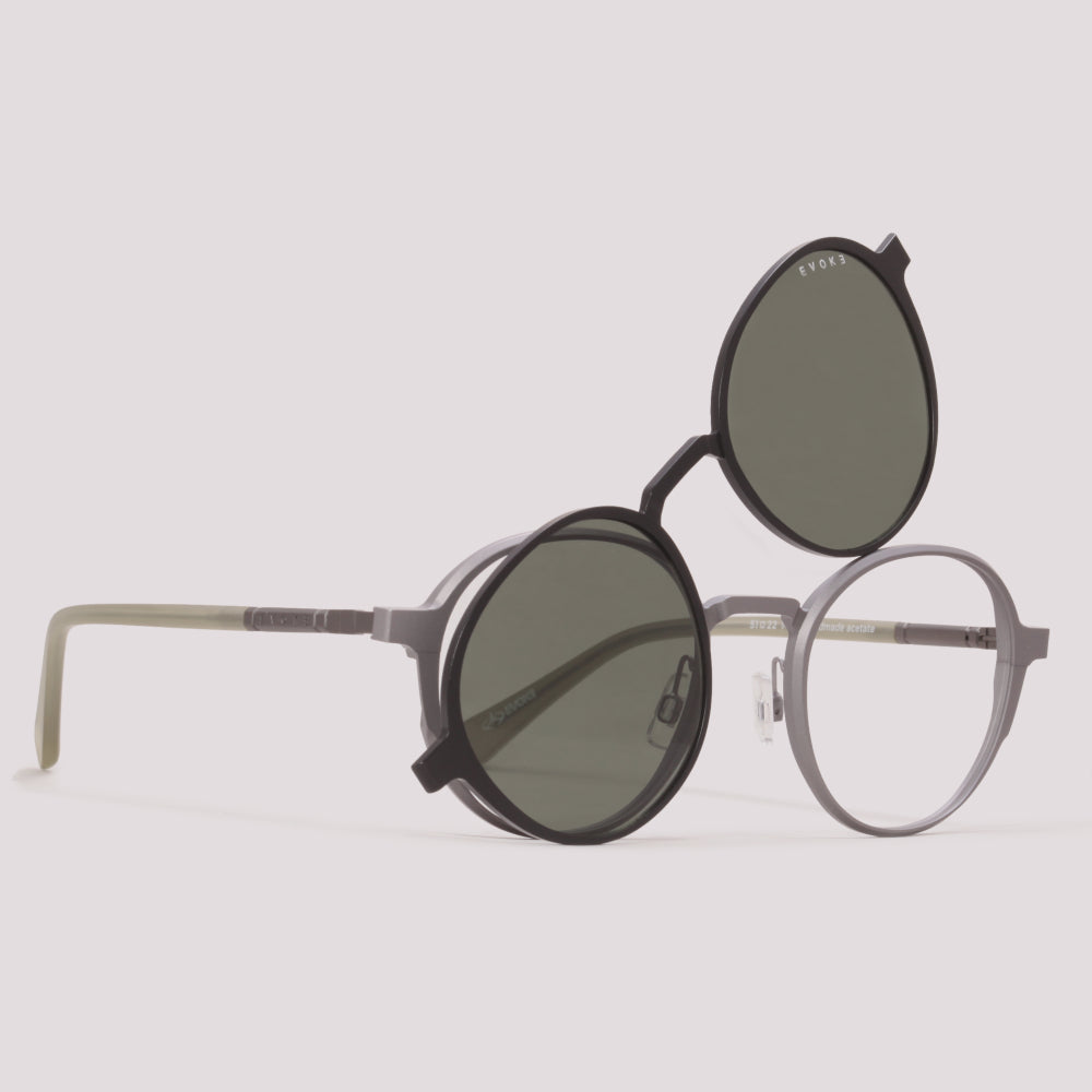 Evoke Clip on Noir 02CN Cinza Fosco Preto - Grau - 51 mm