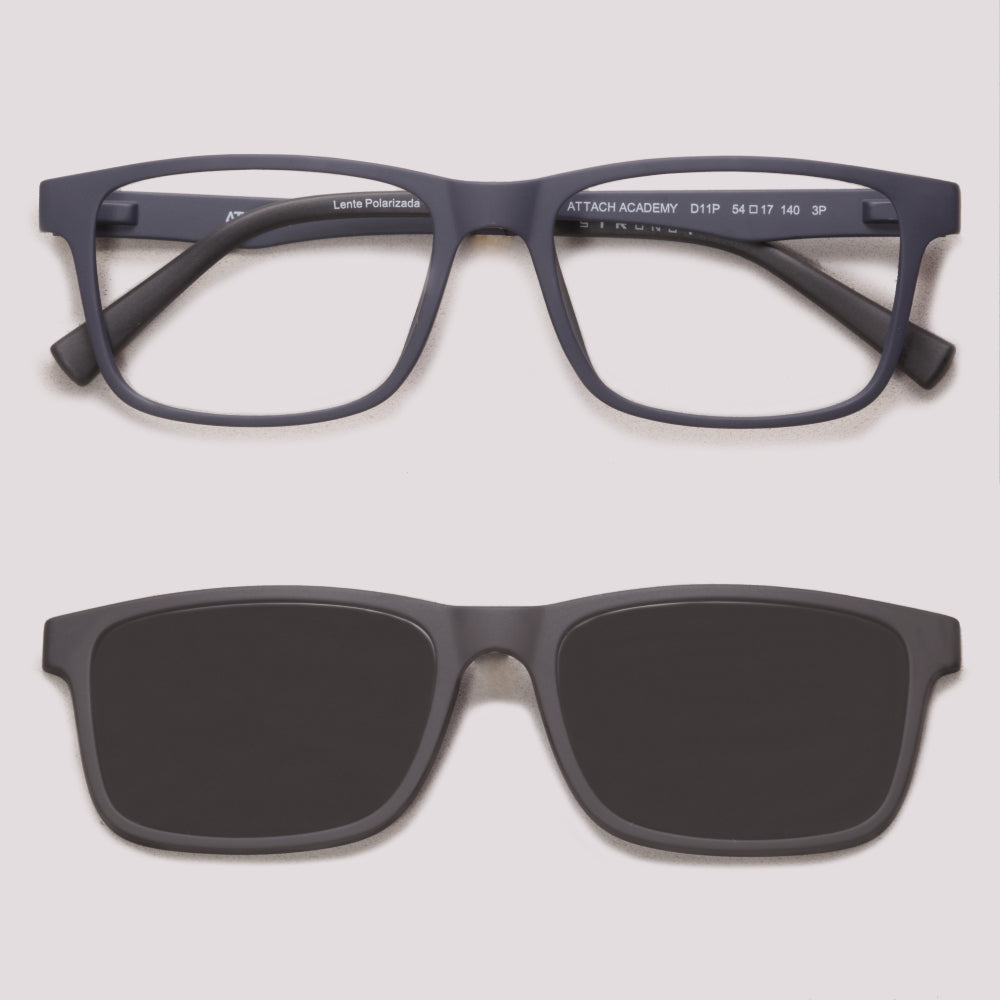 Atitude Attach Academy Clip on D11P Azul Fosco Preto Polarizado - Grau - 54 mm