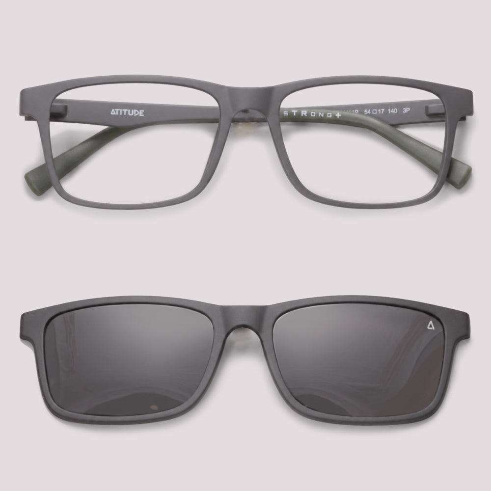 Atitude Attach Academy Clip on H11P Cinza Fosco Preto Polarizado - 54 mm