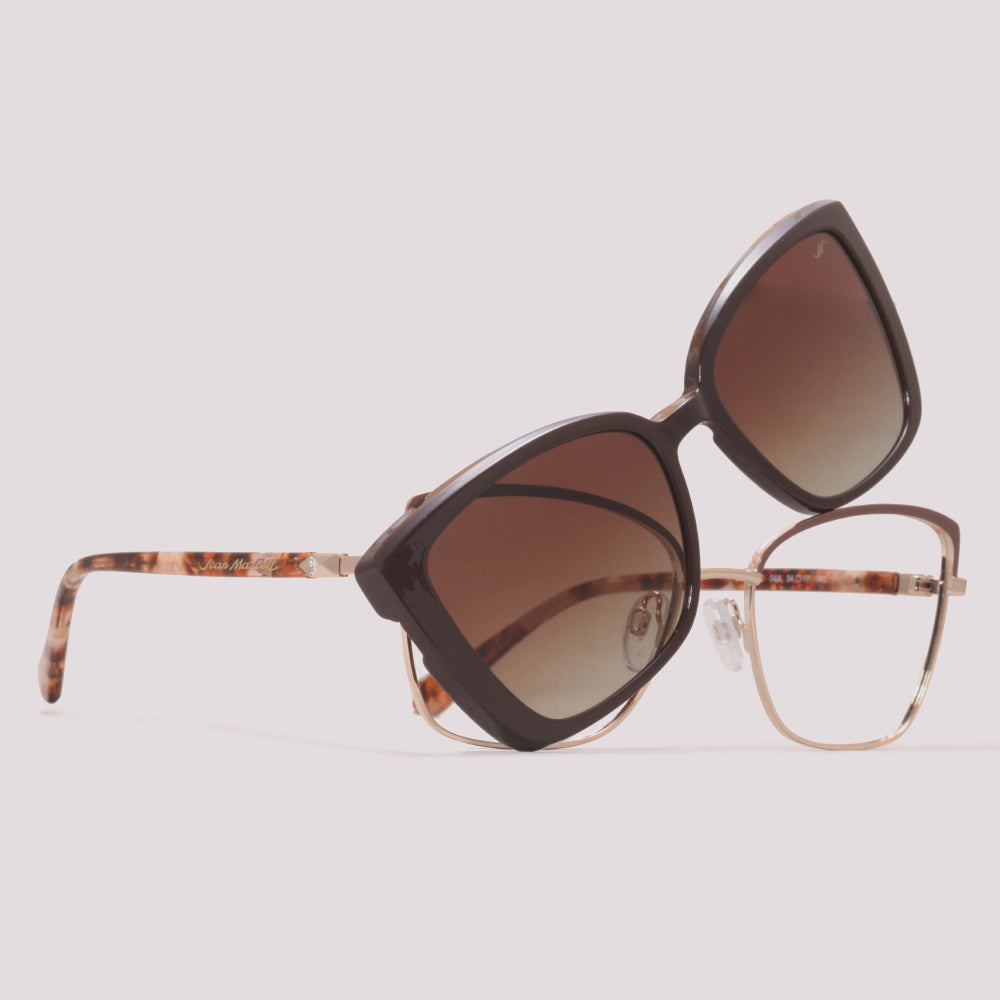 Jean Marcell JM1075C 04A Clip on Dourado Brilho Marrom Degradê - Grau - 54 mm