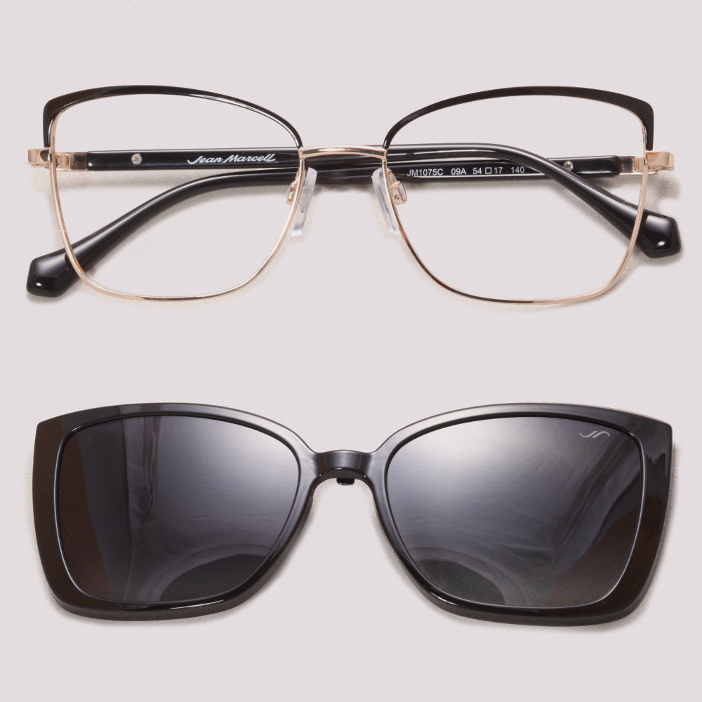 Jean Marcell JM1075C 09A Clip on Dourado e Preto Brilho Preto Degradê - Grau - 54 mm