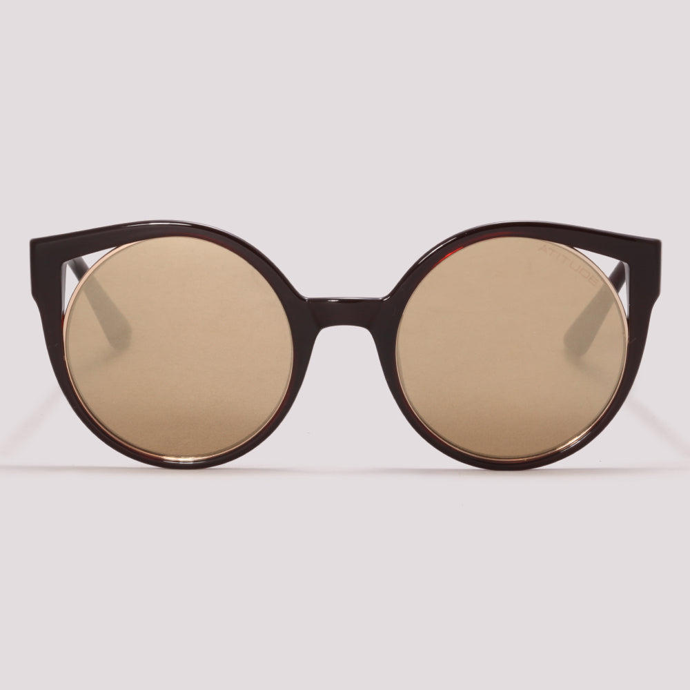 Atitude AT5374 T01 Marrom Translúcido e Dourado Brilho Dourado Espelhado - Sol - 50 mm