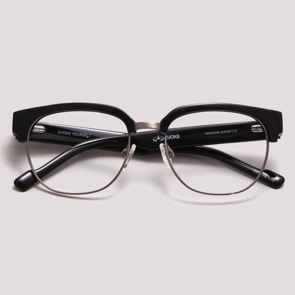 Óculos de Grau Evoke On The Rocks 07 A01 Black Shine Demi Gun - 53 mm