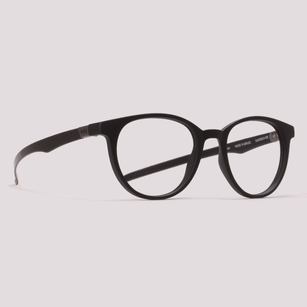 HB Duotech 0253 Clip On Preto Fosco Fibra de Carbono Cinza Polarizado - Grau - 49 mm