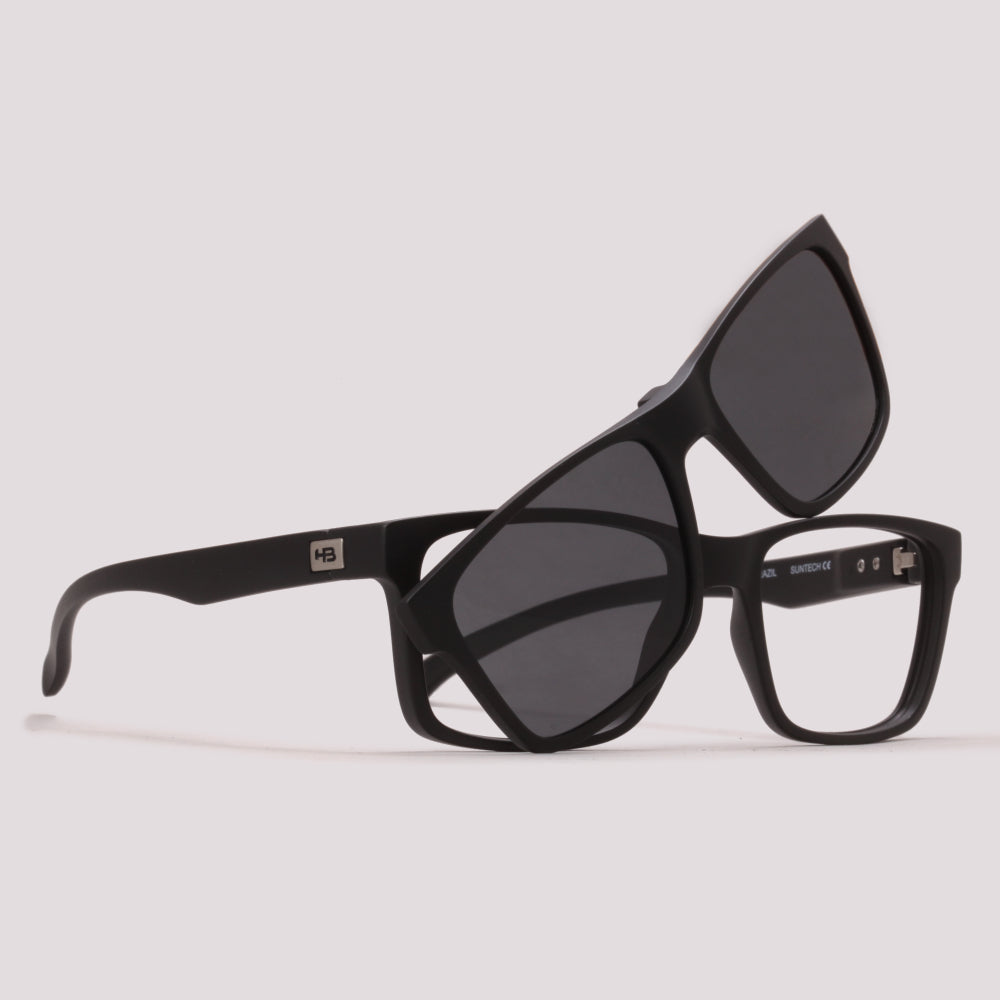 HB Polytech 0339 Clip On Preto Fosco Cinza Night Drive - Grau - 53 mm