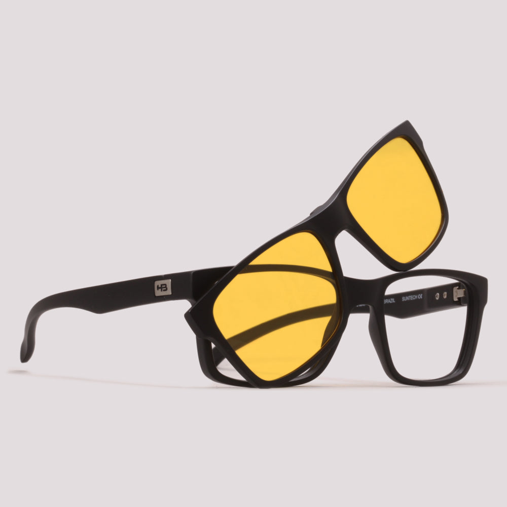 HB Polytech 0339 Clip On Preto Fosco Cinza Night Drive - Grau - 53 mm