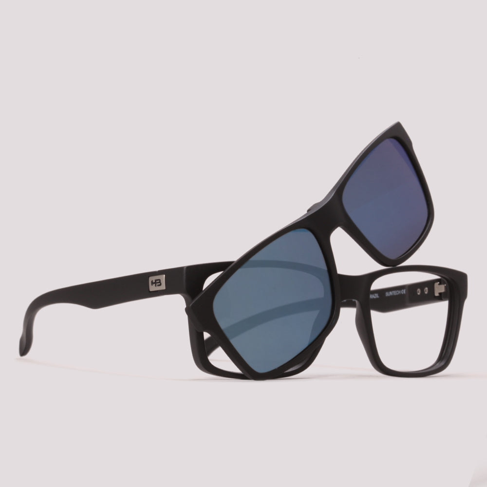 HB Clip On Switch 0339 Preto Fosco Cinza Azul Espelhado - Grau - 53 mm