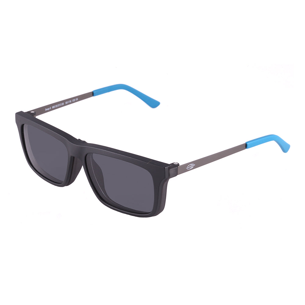 Mormaii Swap 6 Clip on Cinza e Azul Fosco/ Preto/ Preto Espelhado - 55 mm - Grau