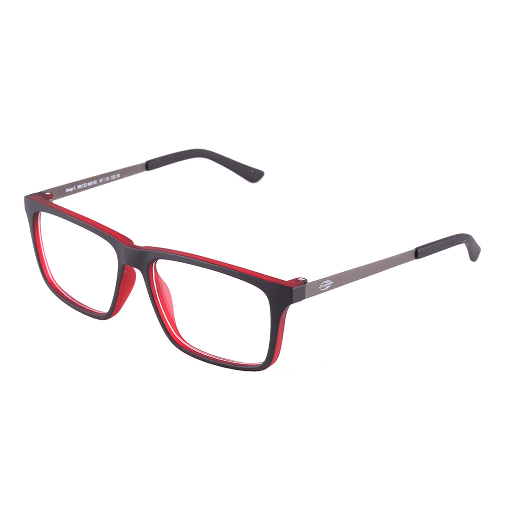 Mormaii Swap 6 Clip on Preto e Vermelho Fosco/ Preto/ Preto Espelhado - Lente 5,5 cm - Grau