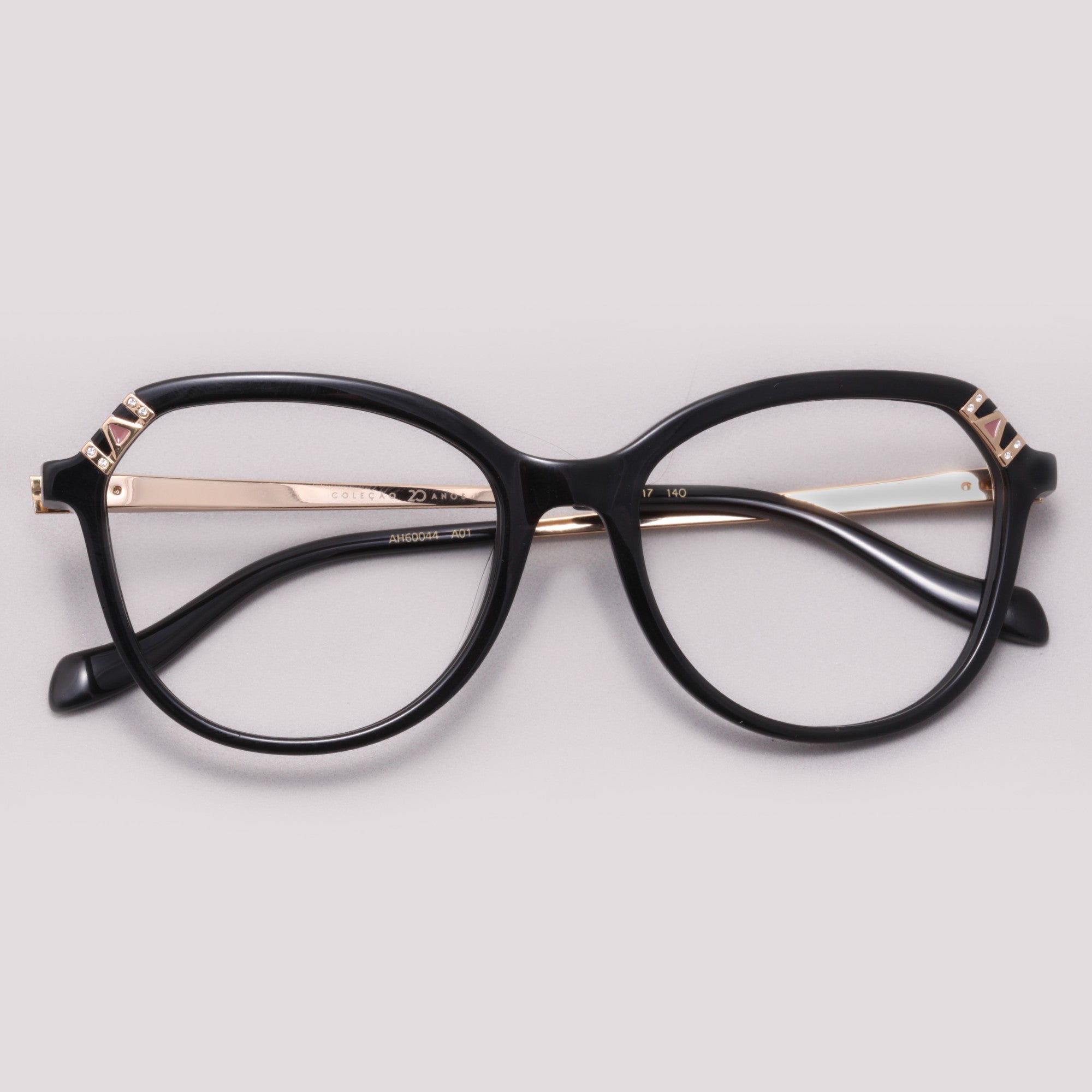 Ana Hickmann 20 Anos AH60044 A01 Preto e Dourado - Grau - 53 mm