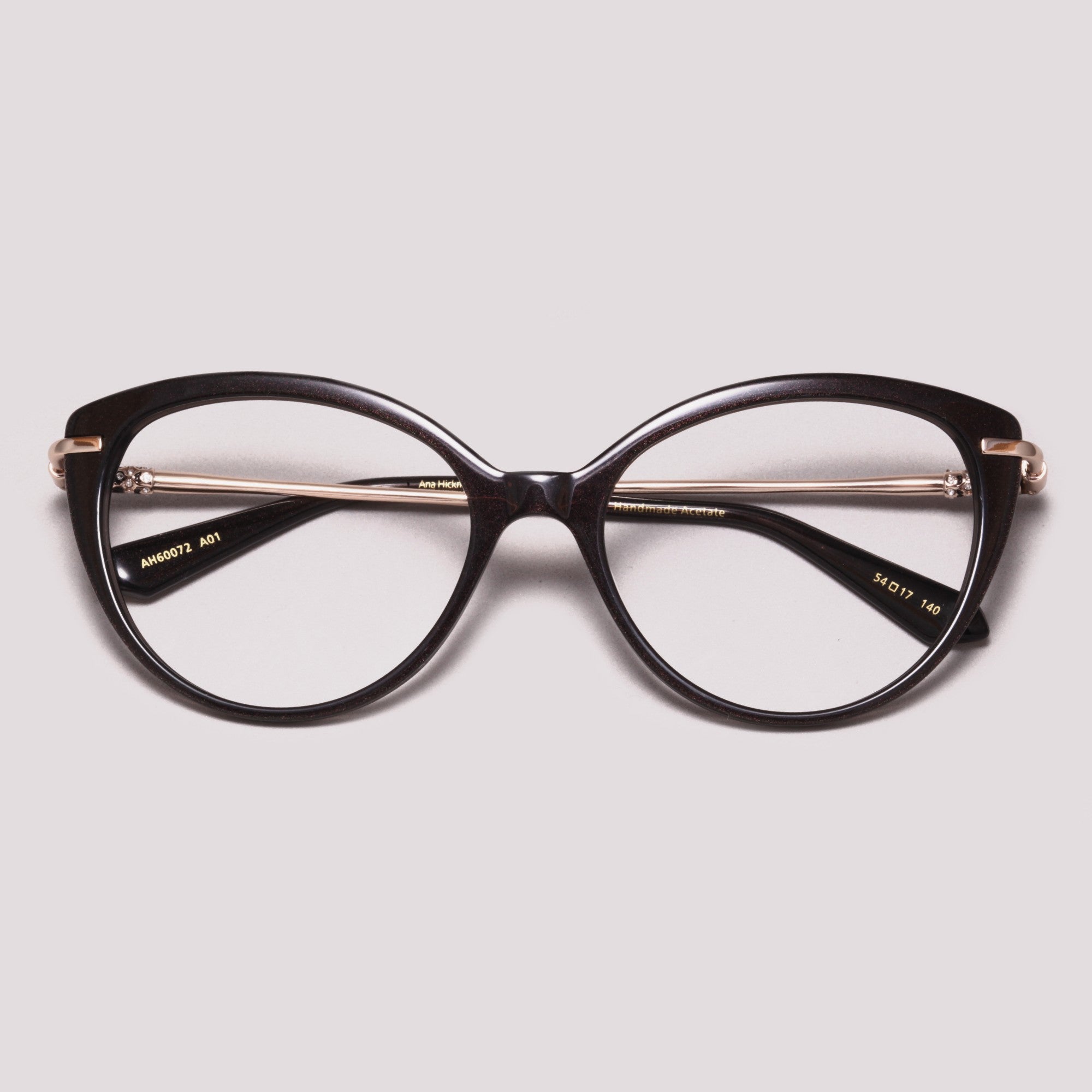 Ana Hickmann AH60072 A01 Preto Brilho e Dourado - Grau - TAM 53 mm