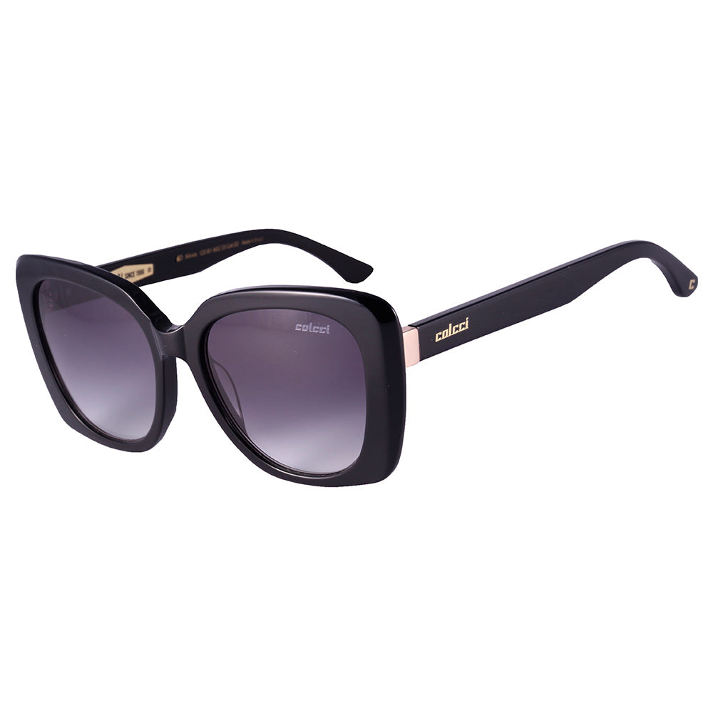 Colcci Alexia Retrô Preto Brilho/Cinza Degradê - Solar - TAM 52 mm